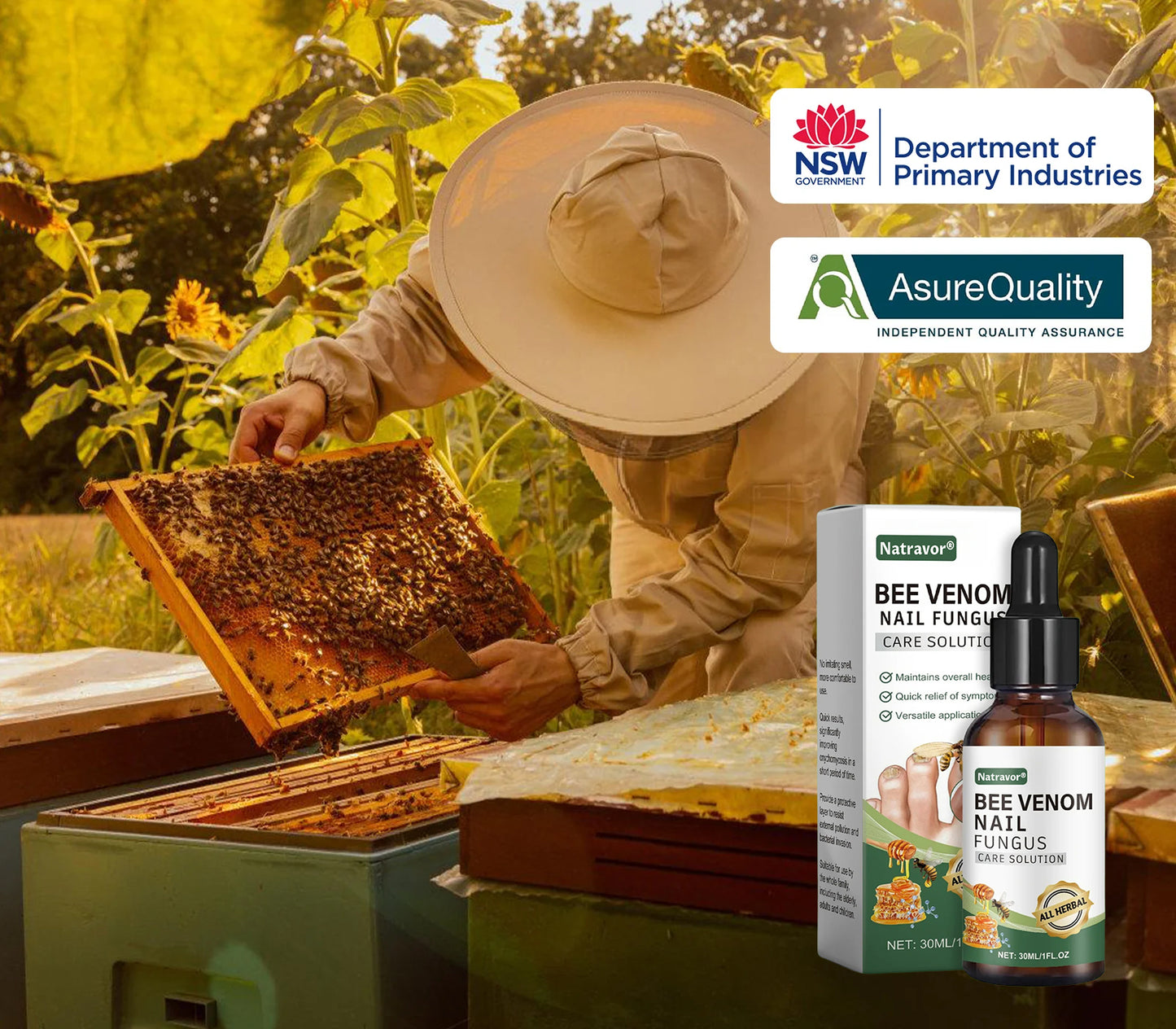 Natravor® Bee Venom Nail fungus care solution ：Natural Formula for Toenail & Fingernail Care